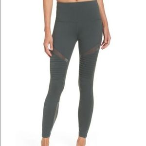 Zella High Waist Moto Leggings in Olive/Urban Gray